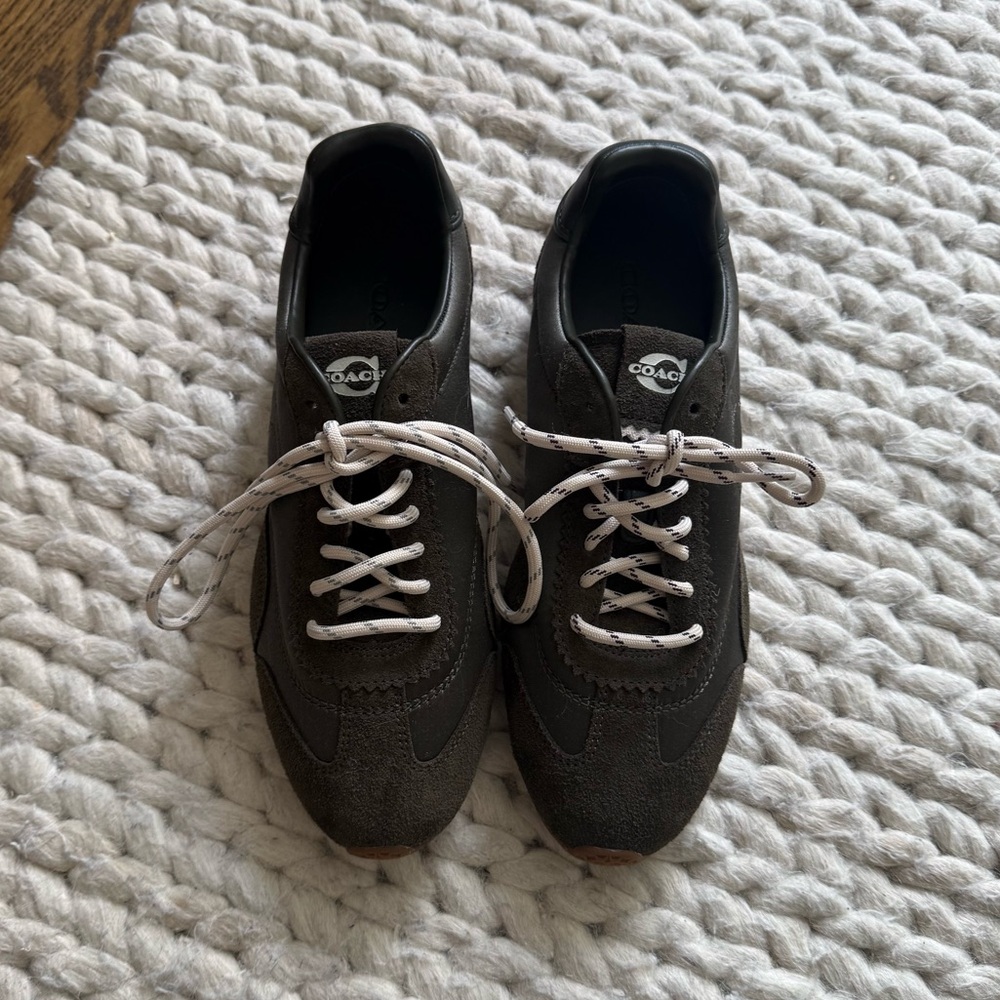 Coach satin and suede flat sneaker
